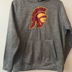 Gray Kids' Hoodie with Trojan Logo